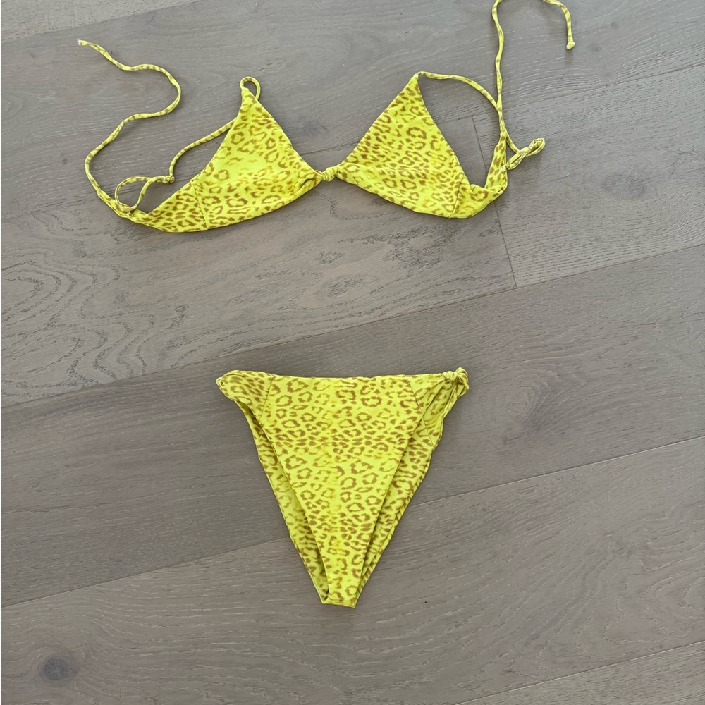 Skatie yellow cheetah print bikini Medium top